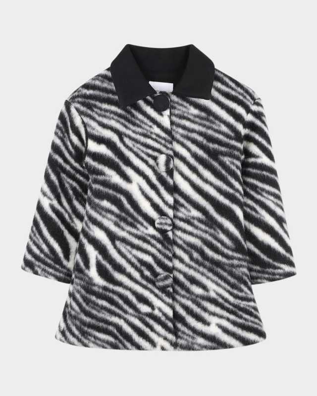 Girl's Zebra Faux Fur Coat, Size 4-